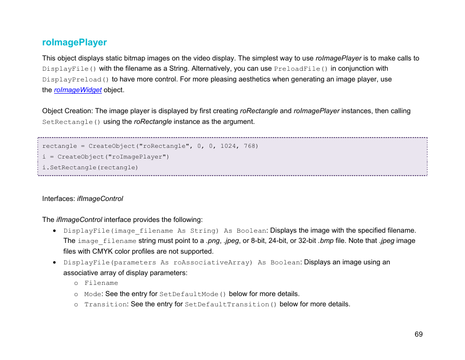 Roimageplayer | BrightSign Object Reference Manual (FW 5.1) User Manual | Page 77 / 341