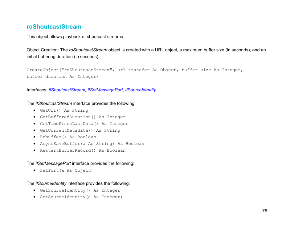 Roshoutcaststream | BrightSign Object Reference Manual (FW 5.1) User Manual | Page 86 / 341