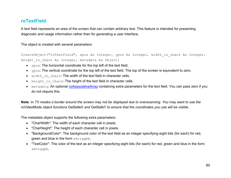 Rotextfield | BrightSign Object Reference Manual (FW 5.1) User Manual | Page 88 / 341