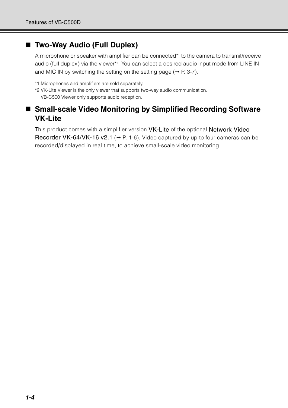 Two-way audio (full duplex) | Canon VB-C500D User Manual | Page 20 / 80