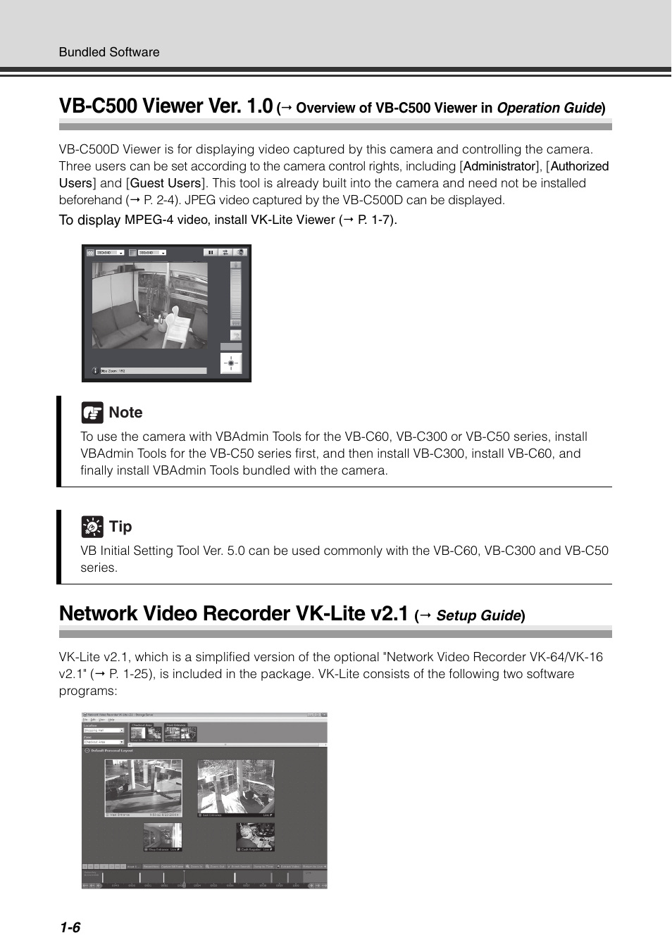 Vb-c500 viewer ver. 1.0, Network video recorder vk-lite v2.1 | Canon VB-C500D User Manual | Page 22 / 80