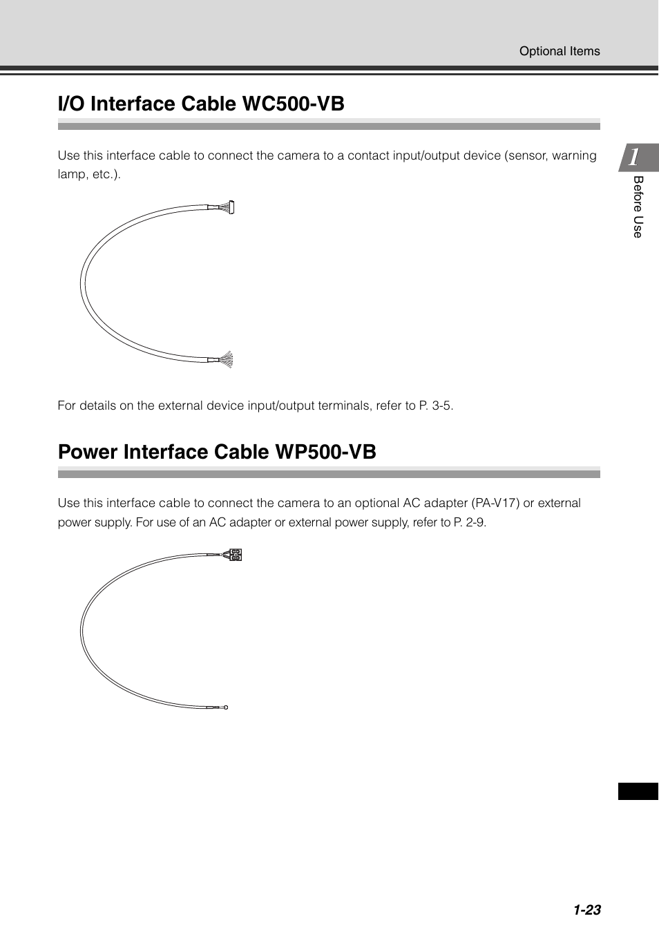 I/o interface cable wc500-vb, Power interface cable wp500-vb | Canon VB-C500D User Manual | Page 39 / 80