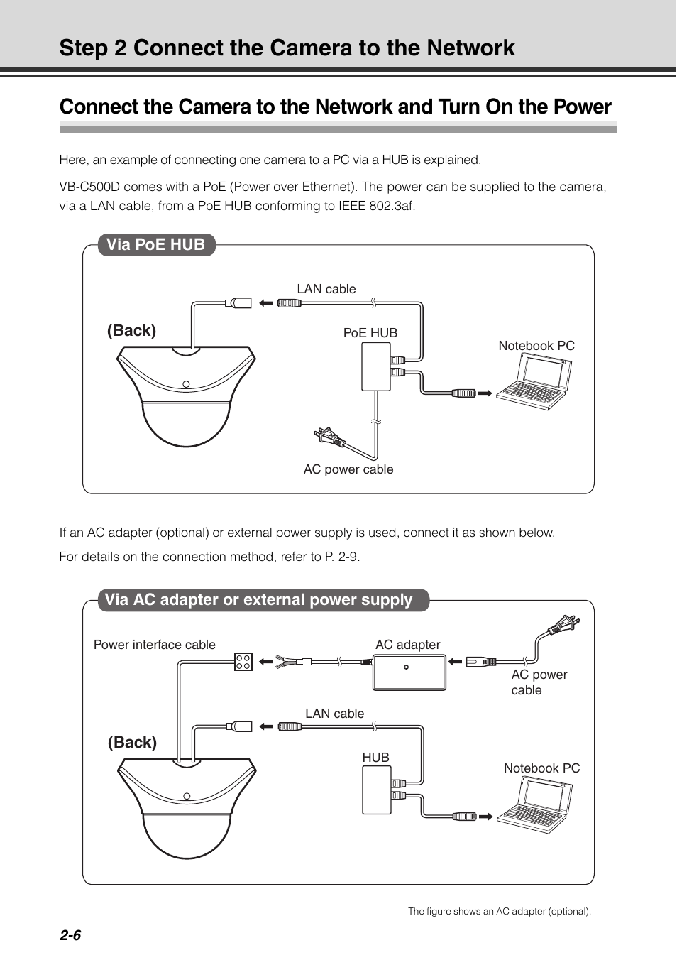 Step 2 connect the camera to the network, Step 2 connect the camera to the network -6 | Canon VB-C500D User Manual | Page 48 / 80