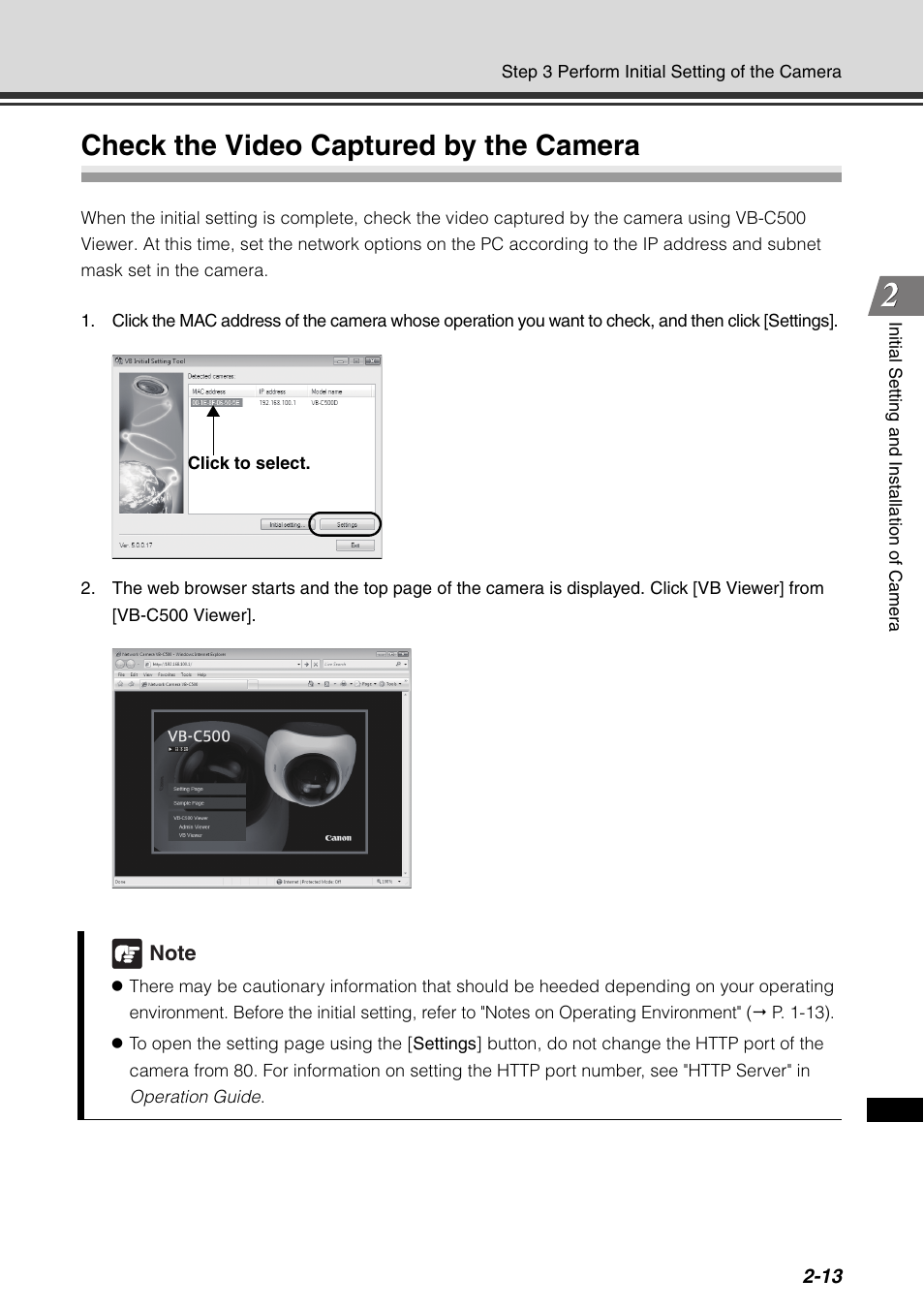 Check the video captured by the camera, Check the video captured by the camera -13 | Canon VB-C500D User Manual | Page 55 / 80
