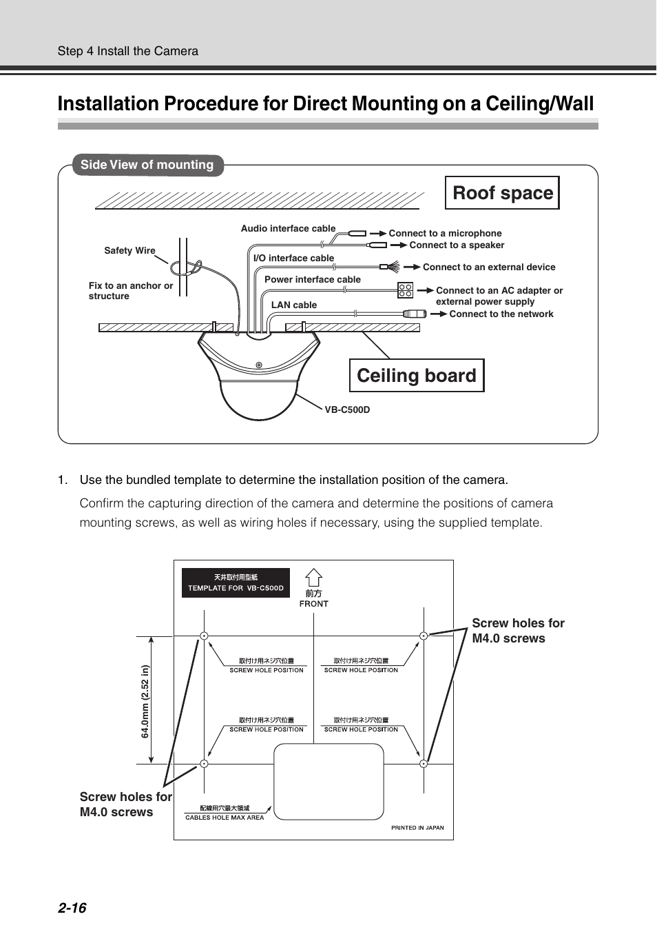 Wall, P. 2-16) in chapte, Roof space ceiling board | Canon VB-C500D User Manual | Page 58 / 80