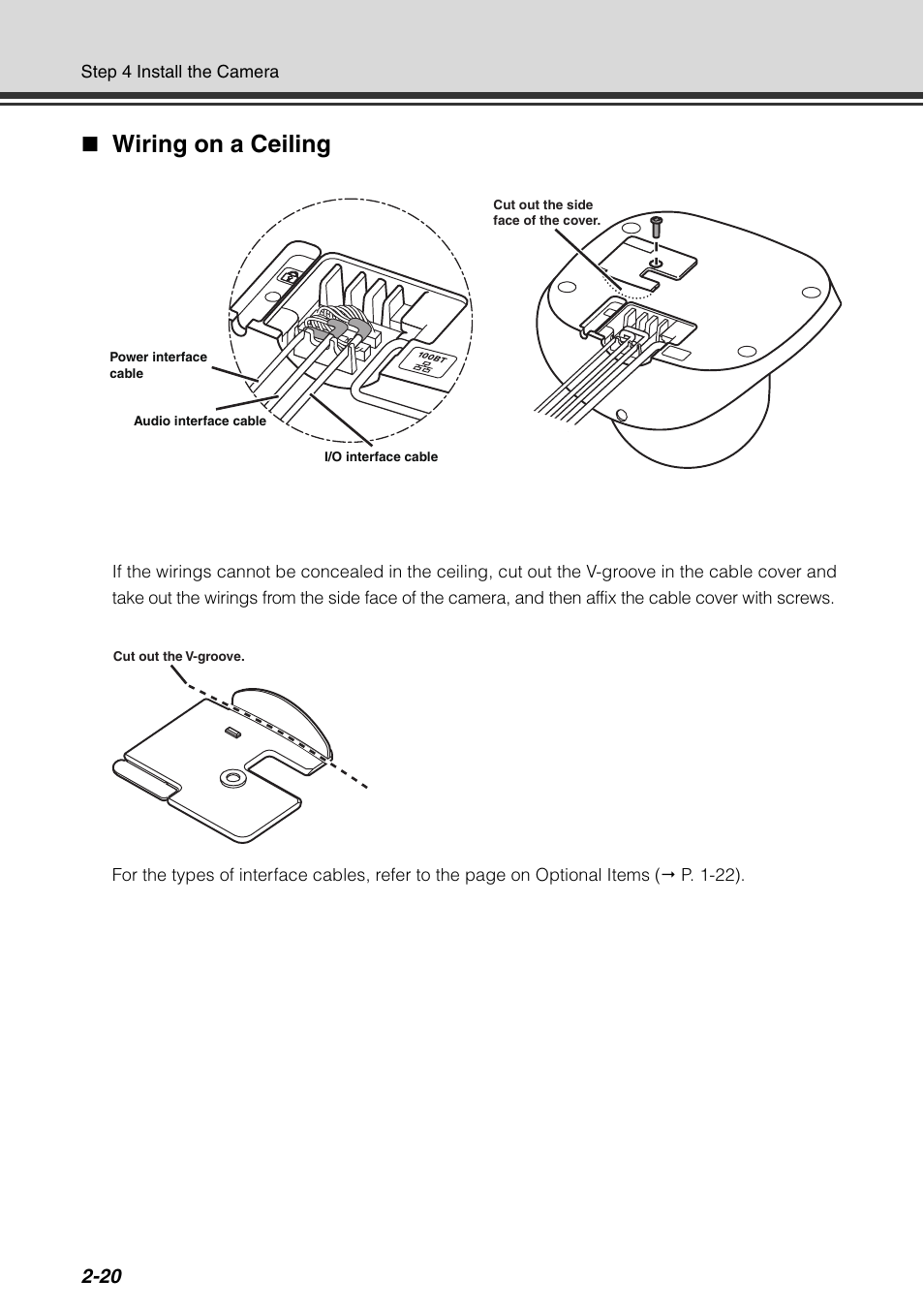 Wiring on a ceiling | Canon VB-C500D User Manual | Page 62 / 80