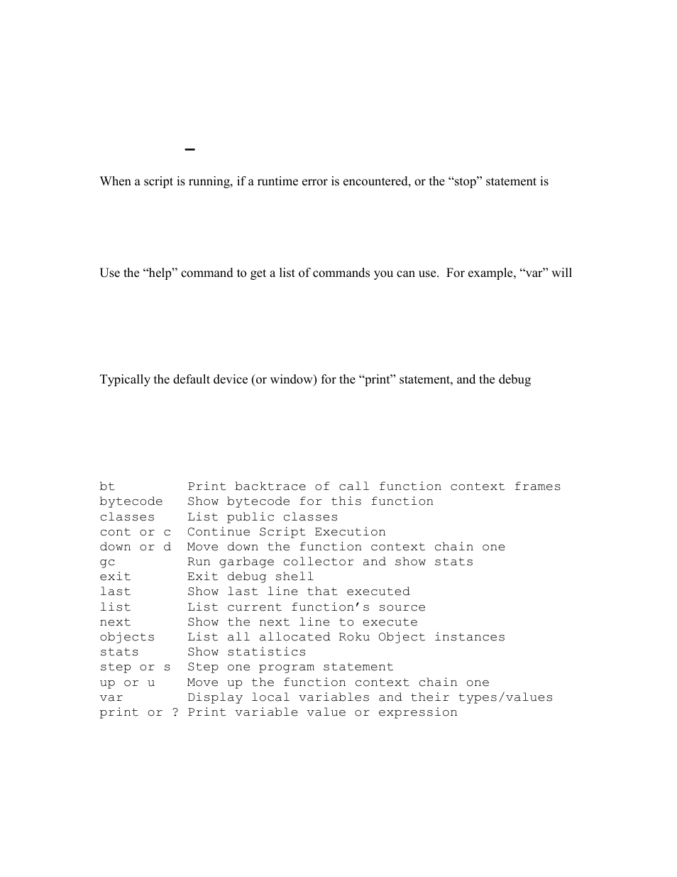 Appendix – brightscript debug console | BrightSign BrightScript 2 Reference Guide User Manual | Page 51 / 59