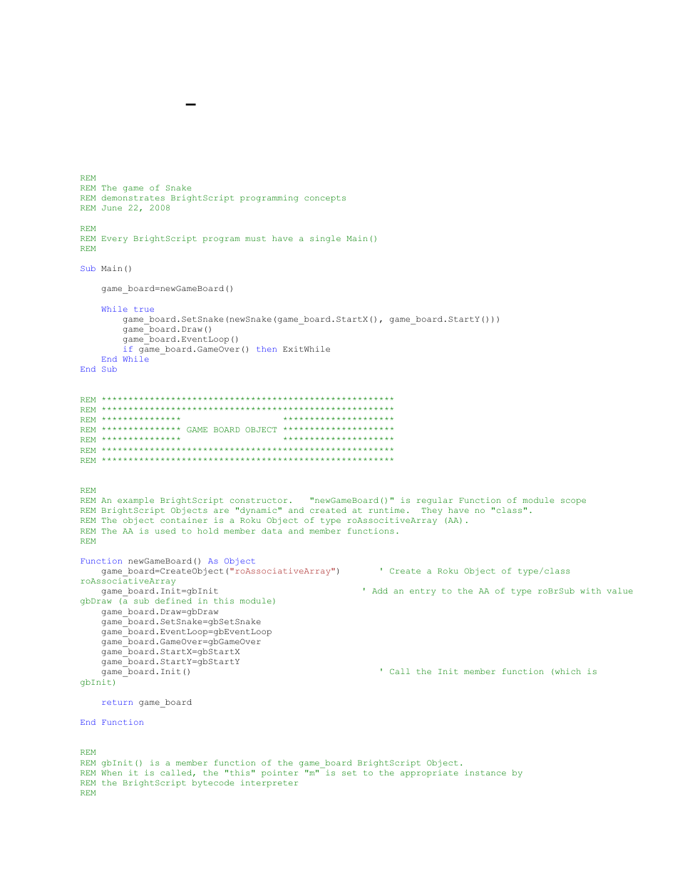 Appendix – example script - snake | BrightSign BrightScript 2 Reference Guide User Manual | Page 54 / 59