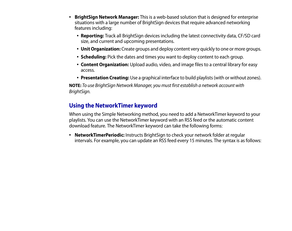 Using the networktimer keyword | BrightSign HD2000 User Guide User Manual | Page 103 / 112