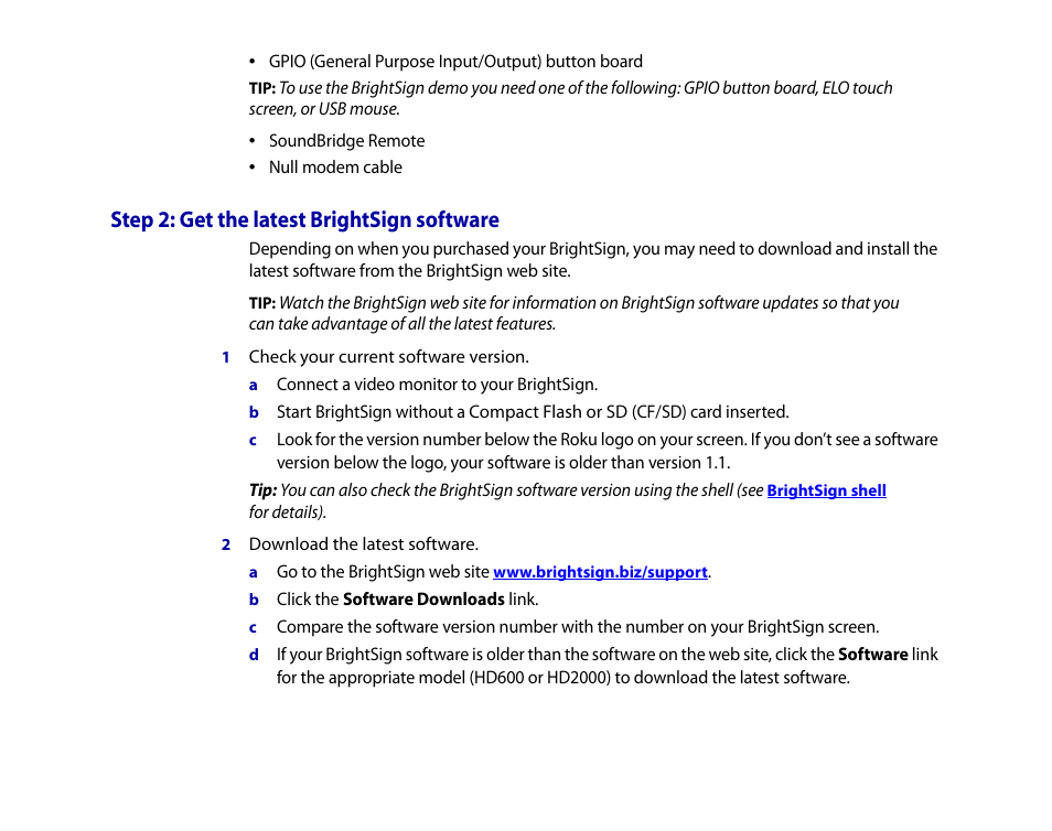 Step 2: get the latest brightsign software | BrightSign HD2000 User Guide User Manual | Page 12 / 112