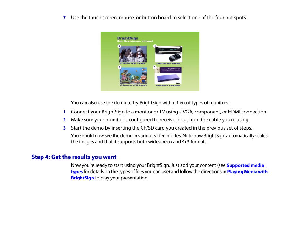 Step 4: get the results you want | BrightSign HD2000 User Guide User Manual | Page 14 / 112