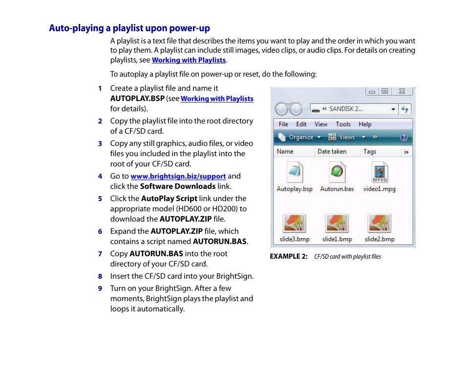 Auto-playing a playlist upon power-up | BrightSign HD2000 User Guide User Manual | Page 18 / 112