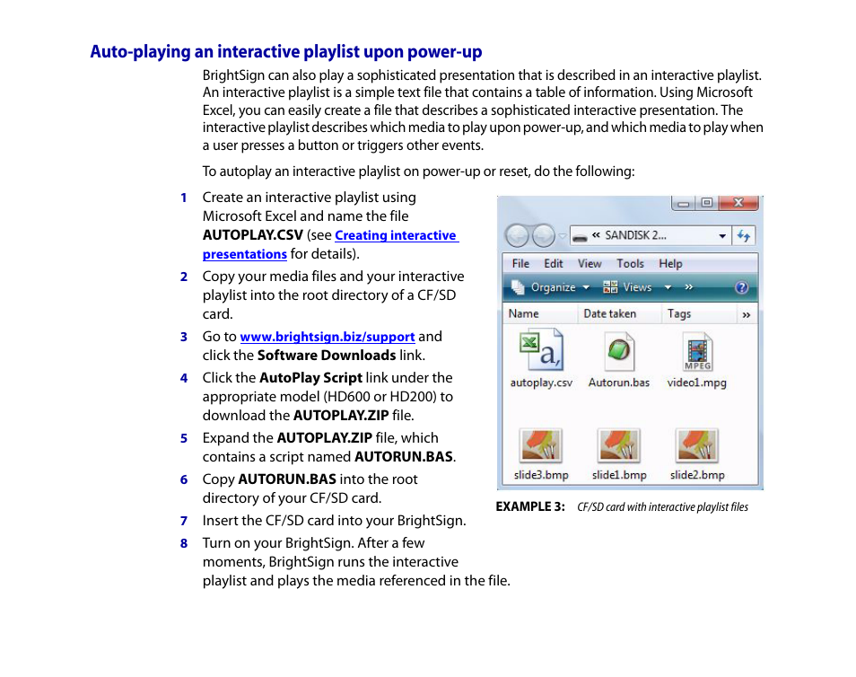 Auto-playing an interactive playlist upon power-up | BrightSign HD2000 User Guide User Manual | Page 19 / 112