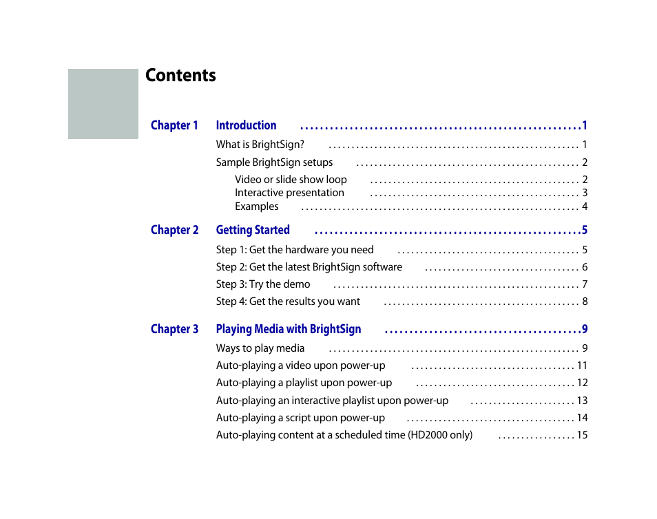 BrightSign HD2000 User Guide User Manual | Page 3 / 112