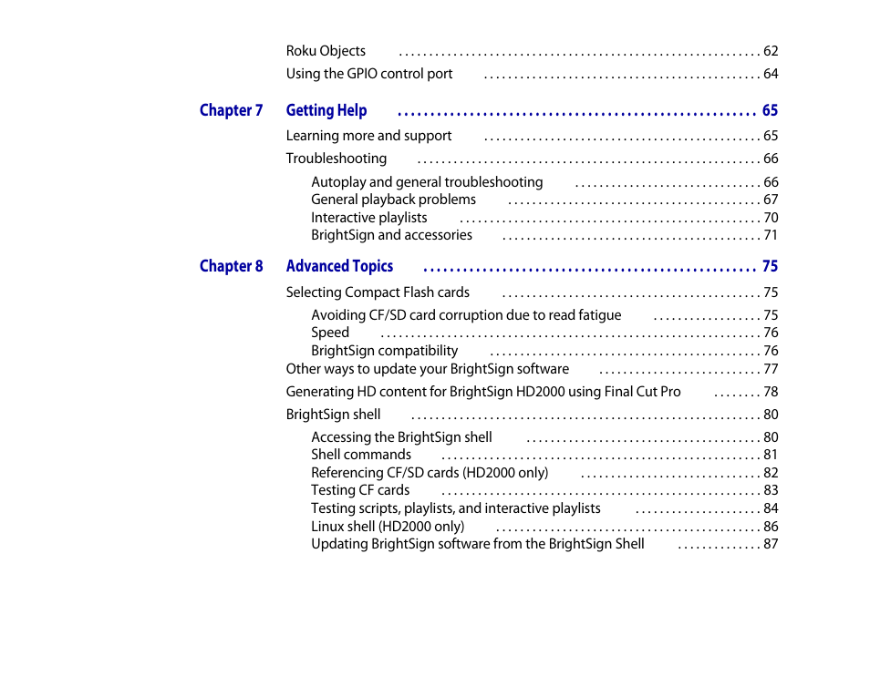 BrightSign HD2000 User Guide User Manual | Page 5 / 112