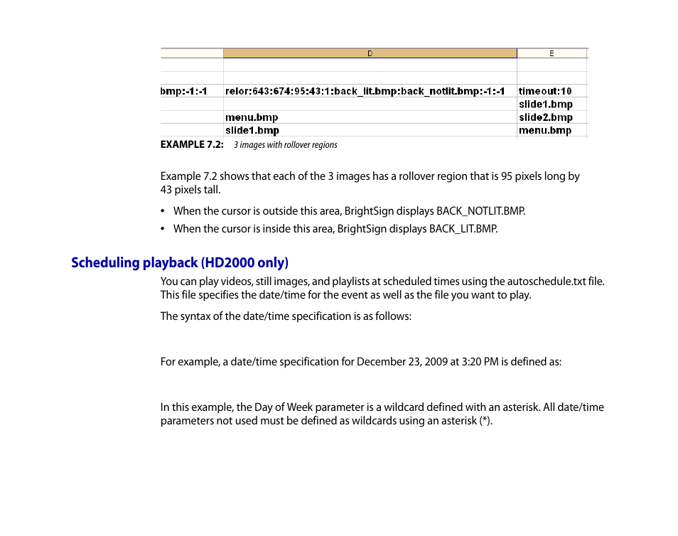 Scheduling playback (hd2000 only) | BrightSign HD2000 User Guide User Manual | Page 51 / 112