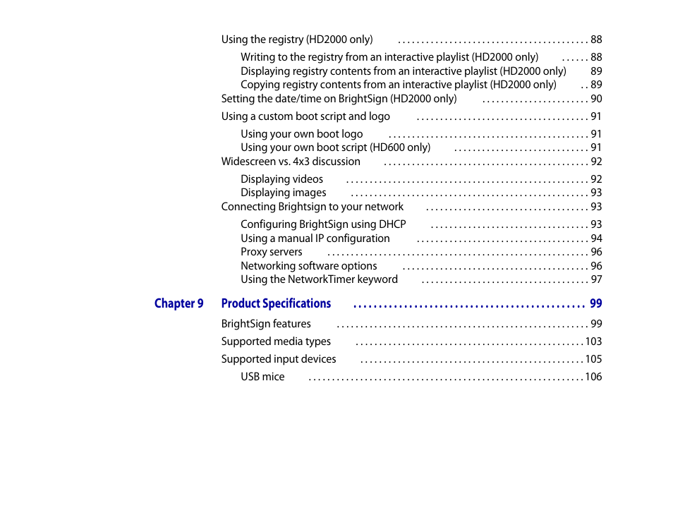 BrightSign HD2000 User Guide User Manual | Page 6 / 112