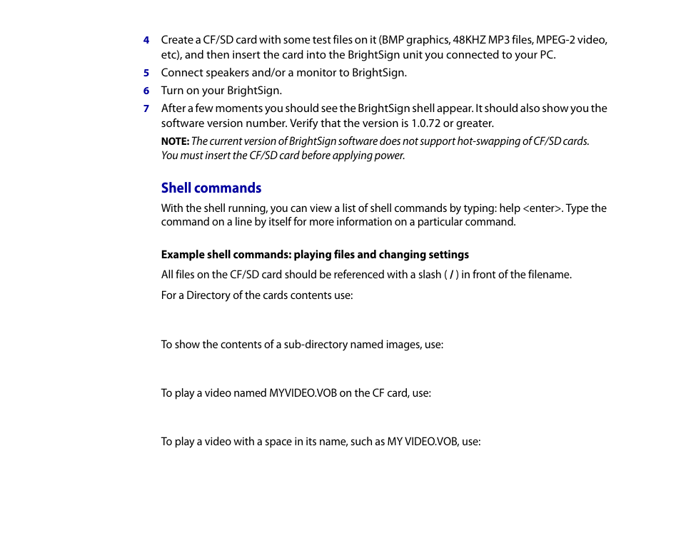 Shell commands | BrightSign HD2000 User Guide User Manual | Page 87 / 112