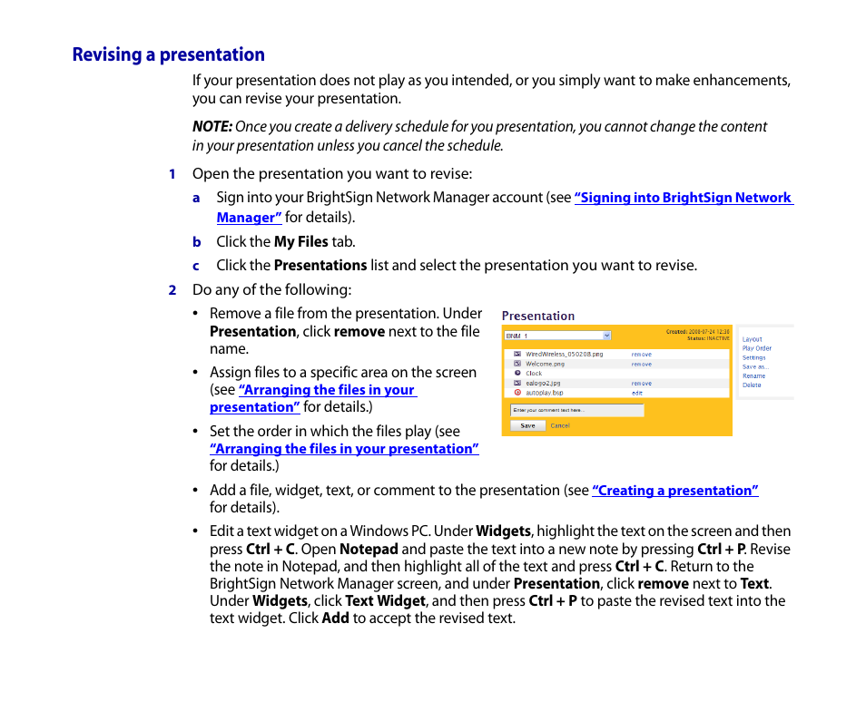 Revising a presentation | BrightSign HD2000 Network Manager Guide User Manual | Page 13 / 25