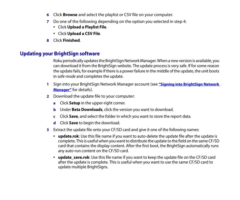 Updating your brightsign software | BrightSign HD2000 Network Manager Guide User Manual | Page 24 / 25