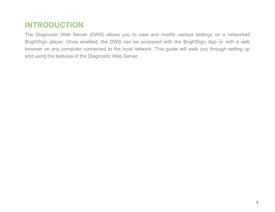 Introduction | BrightSign Diagnostic Web Server User Guide FW v. 5.1.54 User Manual | Page 3 / 12