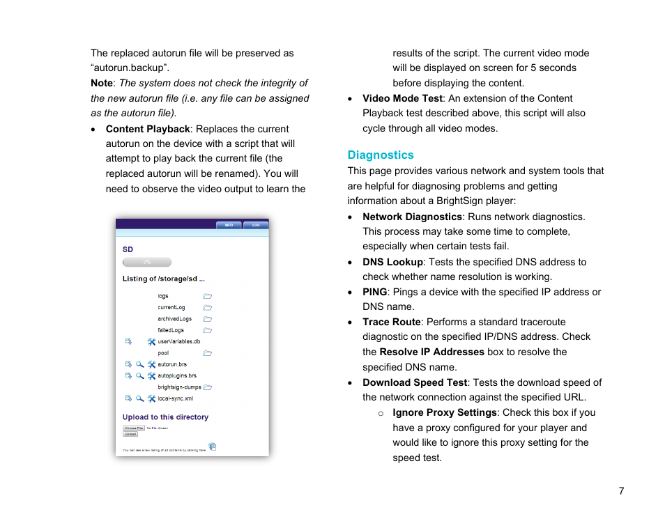 Diagnostics | BrightSign Diagnostic Web Server User Guide FW v. 5.1.54 User Manual | Page 9 / 12