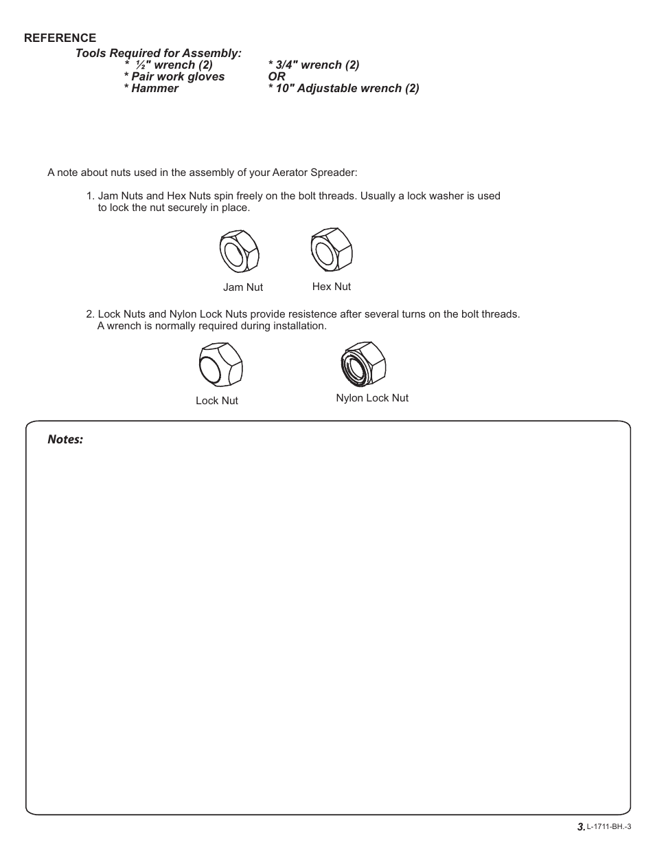 Tools required | Brinly AS-30 BH Aerator-Spreader User Manual | Page 3 / 11