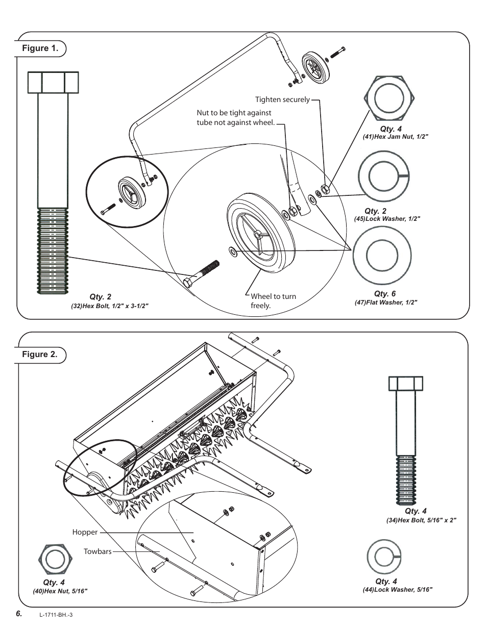 Assembly, Figure 1, Figure 2 | Brinly AS-30 BH Aerator-Spreader User Manual | Page 6 / 11