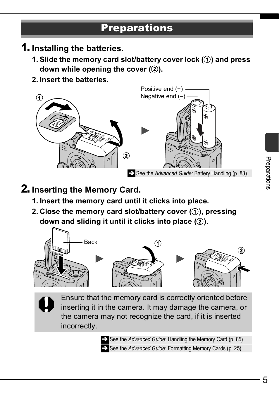 Preparations | Canon A460 User Manual | Page 7 / 36