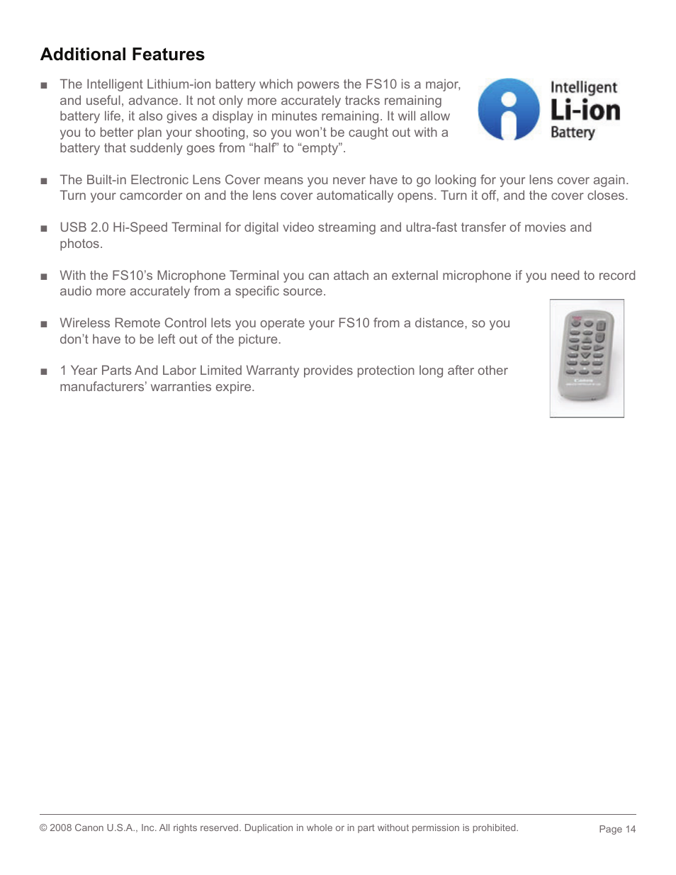 Additional features | Canon 2686B001 User Manual | Page 14 / 17