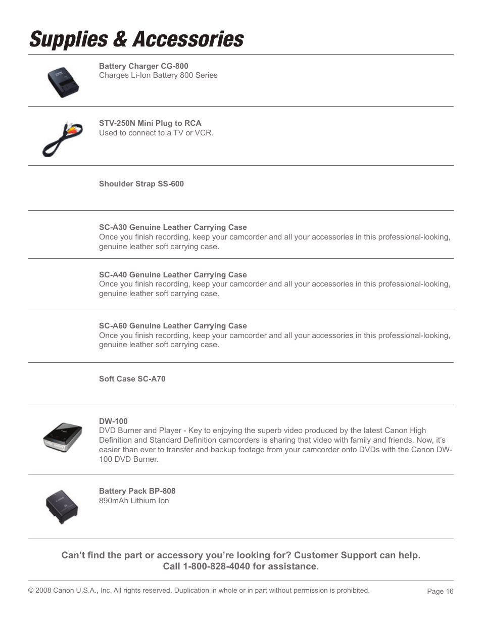 Supplies & accessories | Canon 2686B001 User Manual | Page 16 / 17