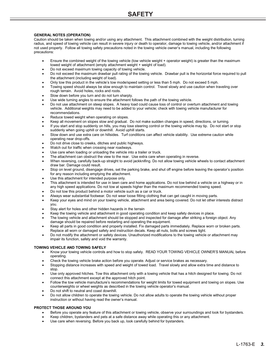 Safety | Brinly DT-48 BH Dethatcher User Manual | Page 3 / 12