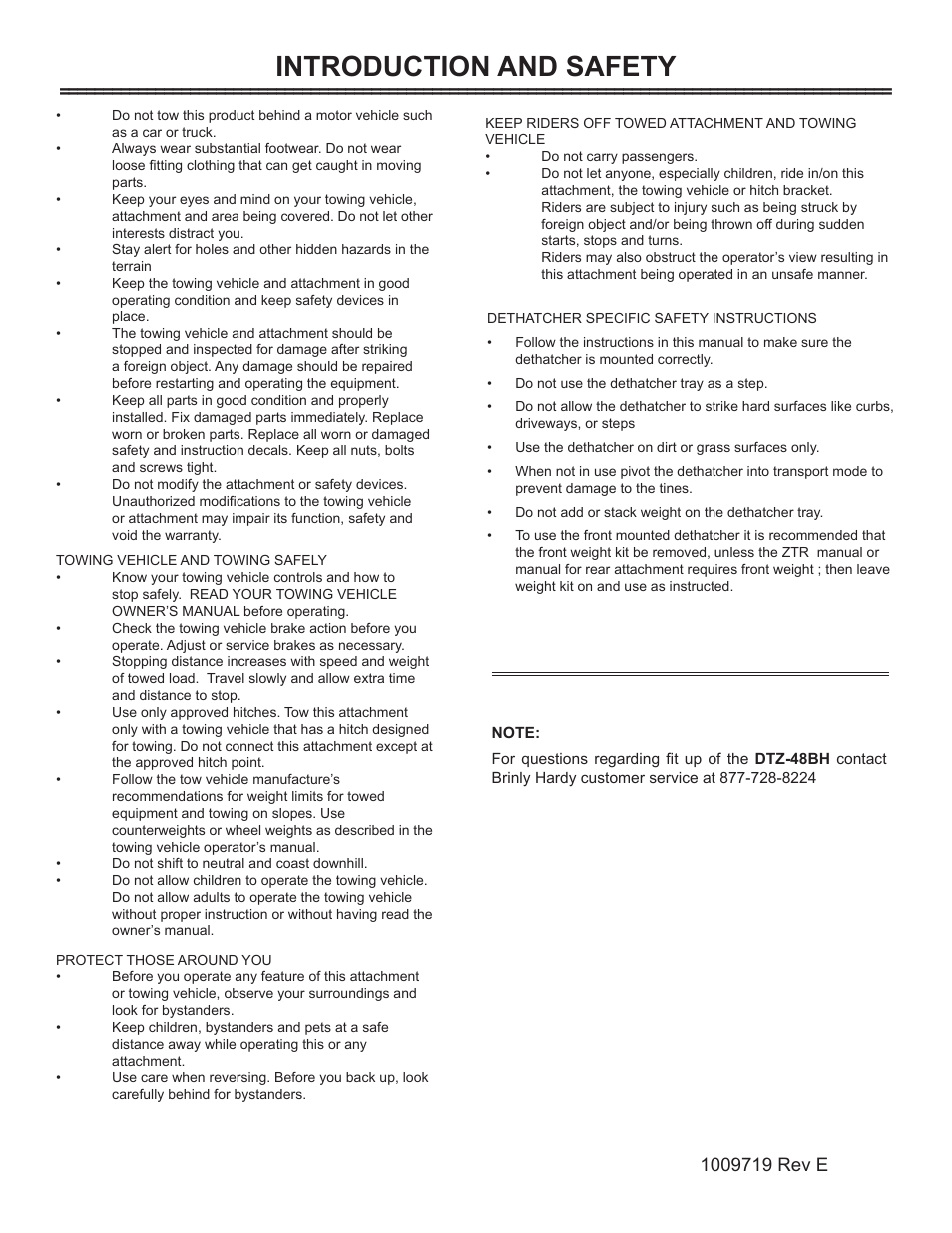 Introduction and safety | Brinly DTZ-48 BH ZTR Front-Mount Dethatcher User Manual | Page 3 / 12