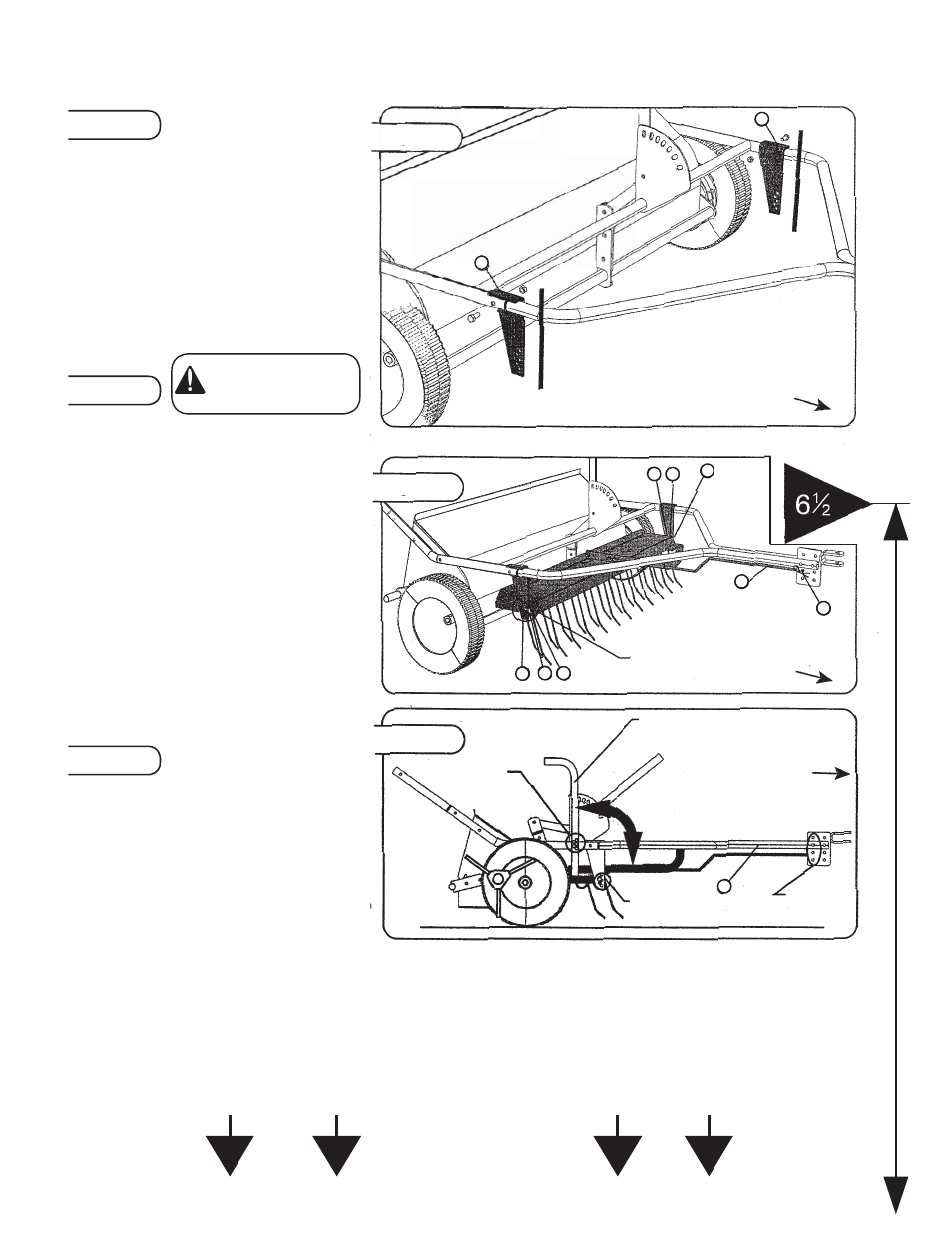 Bottom edge to ground, For step 14 | Brinly DK-422LX Dethatcher Kit for STS-426LXH User Manual | Page 6 / 6