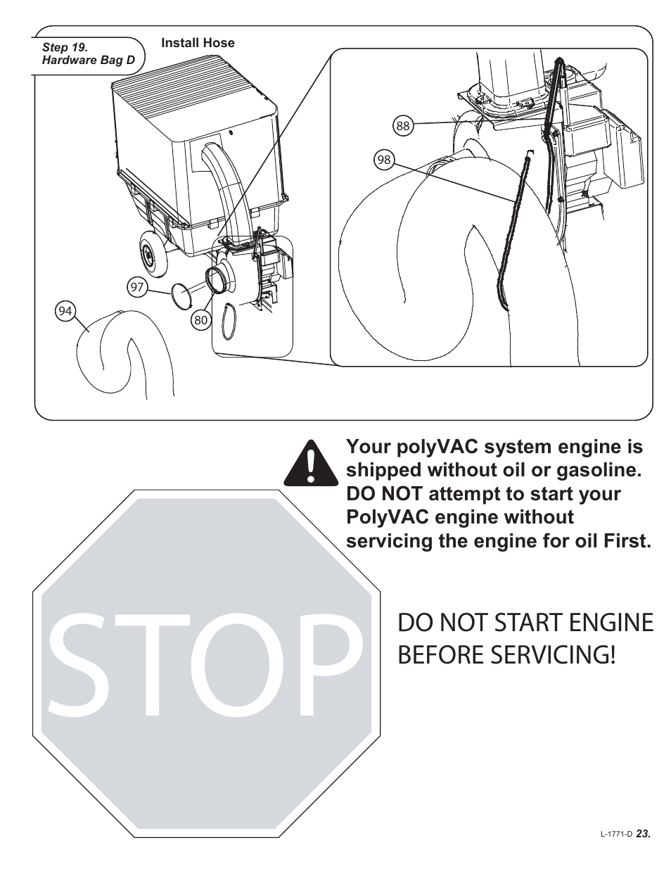 Stop | Brinly LVS-33 BH PolyVAC System User Manual | Page 23 / 32
