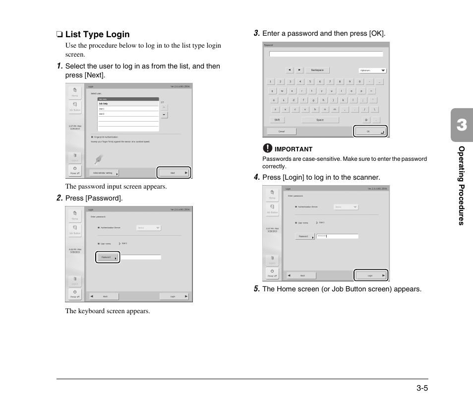 List type login, List type login -5 | Canon 300 User Manual | Page 35 / 100