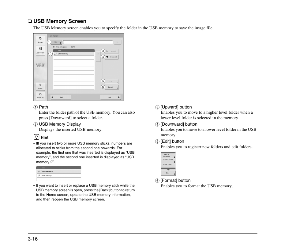 Usb memory screen, Usb memory screen -16 | Canon 300 User Manual | Page 46 / 100