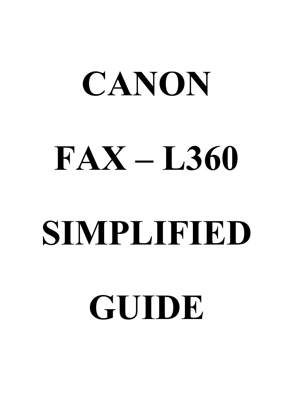 Canon L360 User Manual | 16 pages