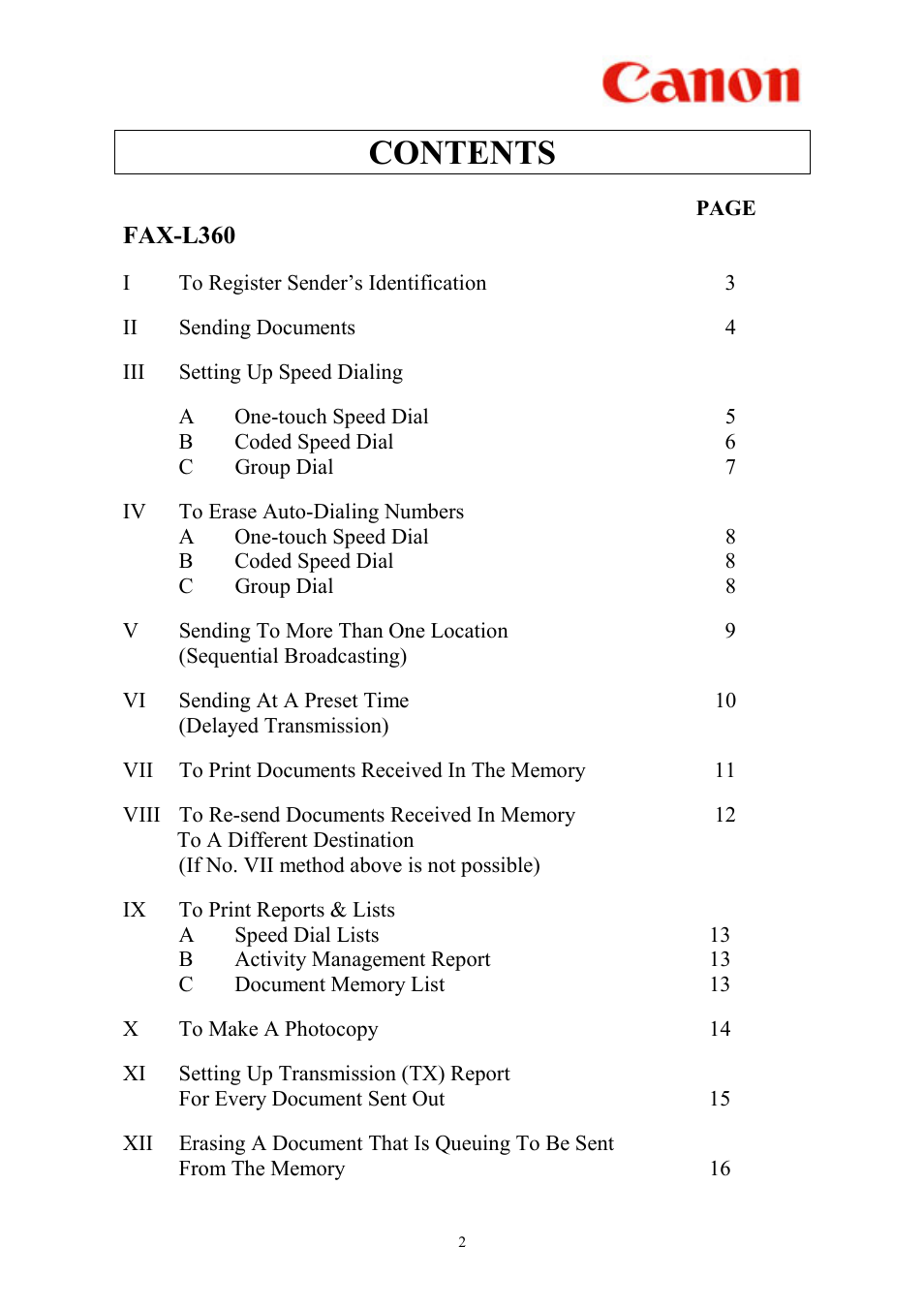 Canon L360 User Manual | Page 2 / 16