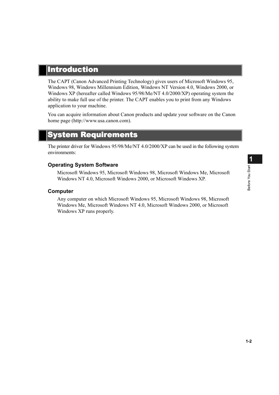 Introduction, System requirements, Introduction -2 system requirements -2 | Canon IMAGECLASS D600 series User Manual | Page 10 / 113