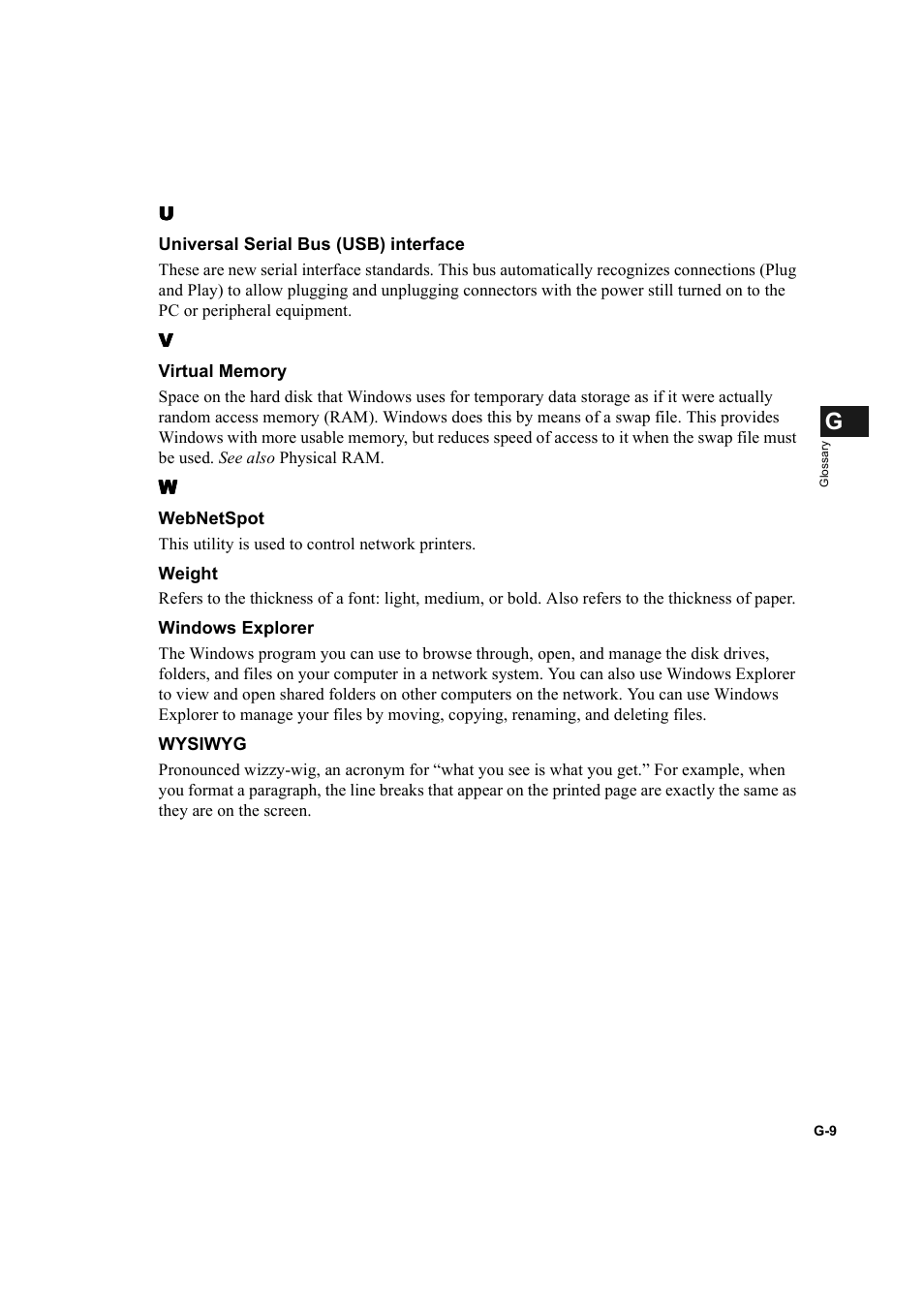 Interface g-9, Webnetspot g-9, Wysiwyg g-9 | Canon IMAGECLASS D600 series User Manual | Page 113 / 113