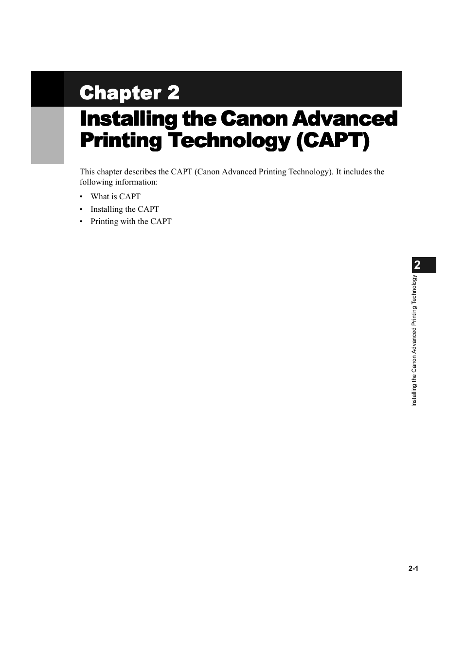Installing the canon advanced, Chapter 2 | Canon IMAGECLASS D600 series User Manual | Page 12 / 113
