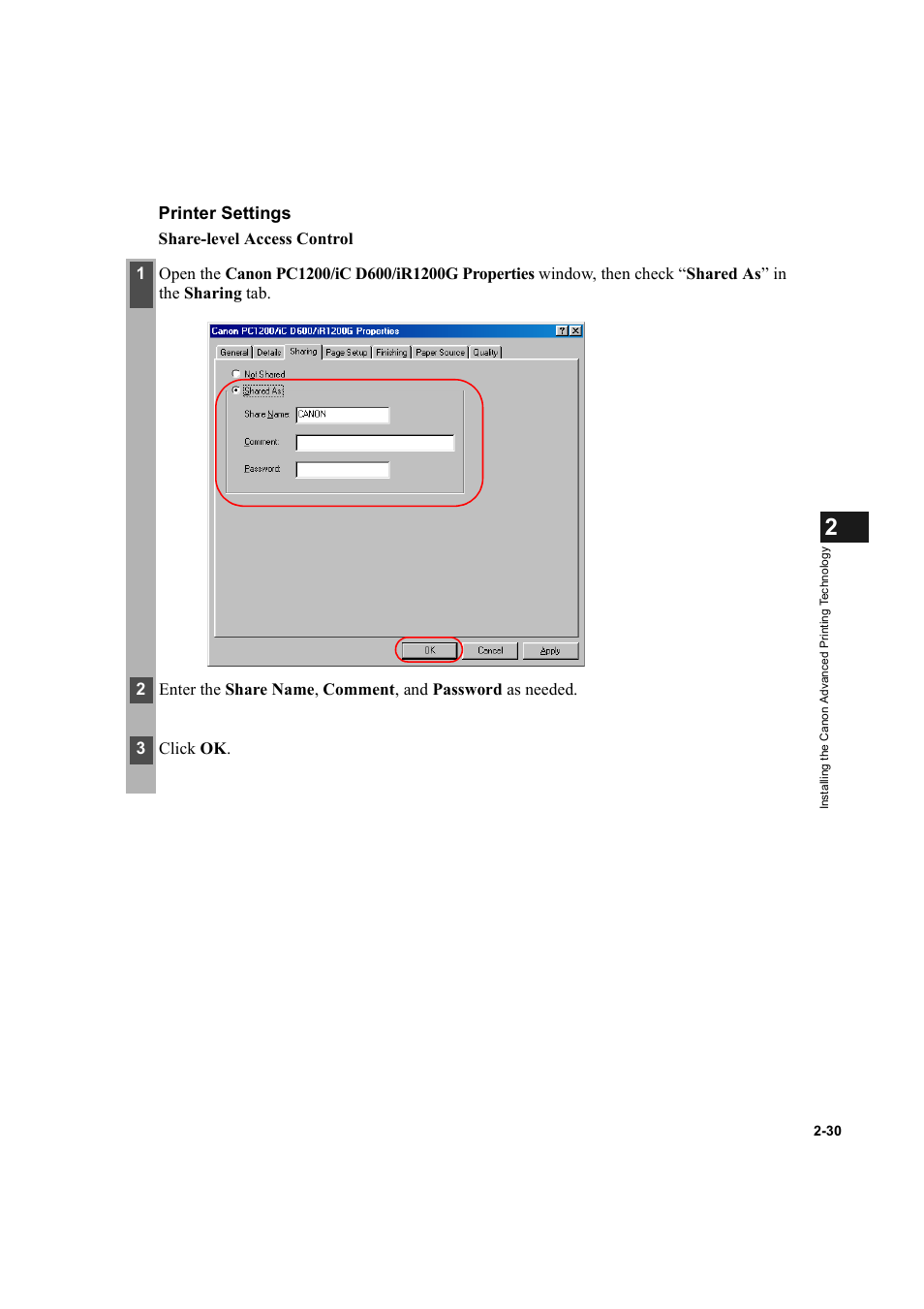 Printer settings | Canon IMAGECLASS D600 series User Manual | Page 41 / 113