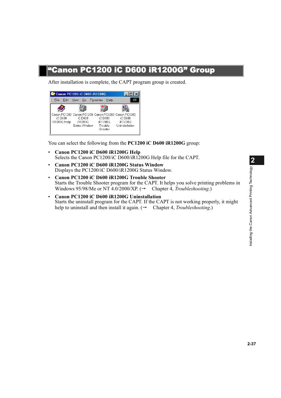 Canon pc1200 ic d600 ir1200g” group, Canon pc1200 ic d600 ir1200g” group -37 | Canon IMAGECLASS D600 series User Manual | Page 48 / 113
