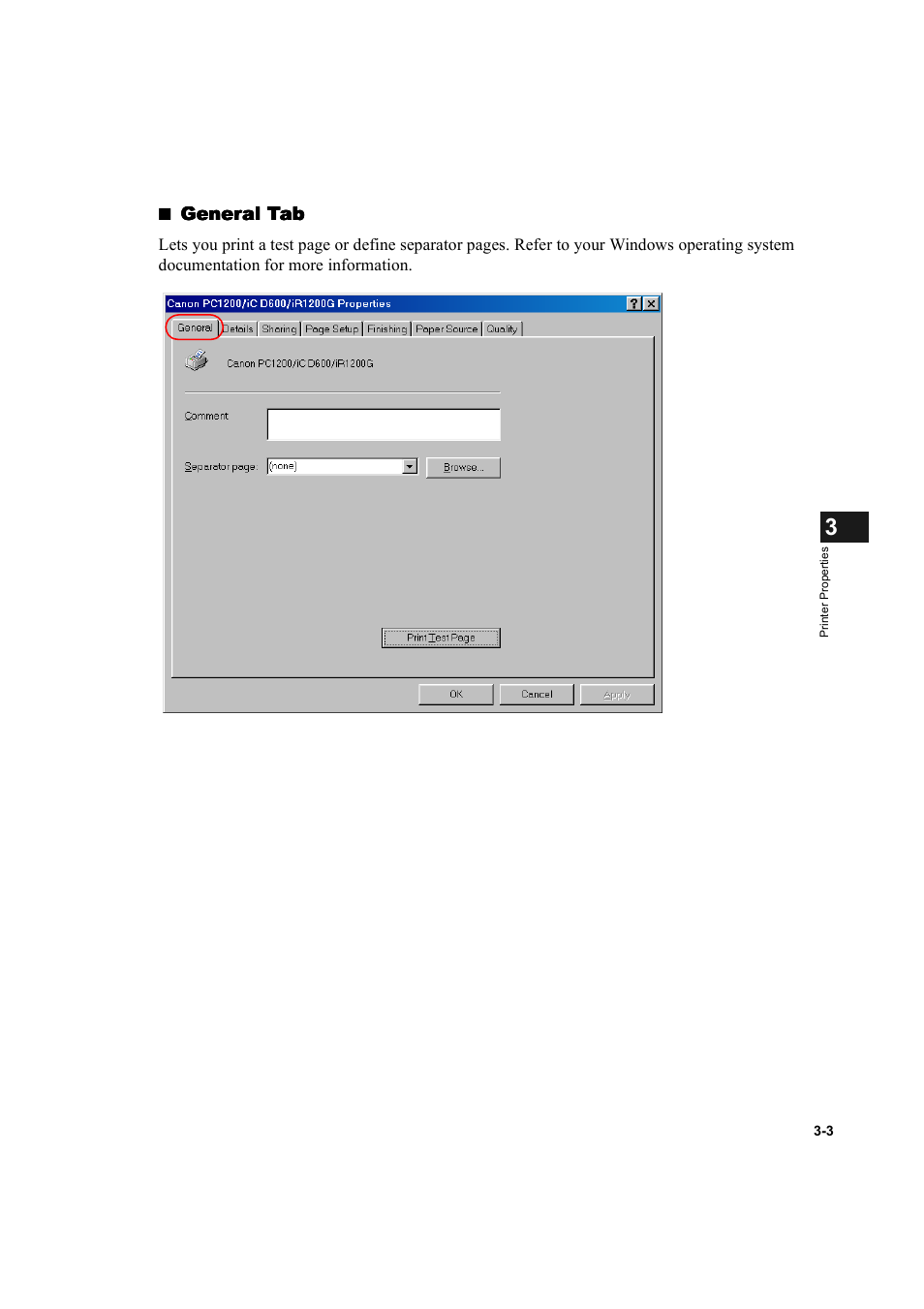 General tab | Canon IMAGECLASS D600 series User Manual | Page 52 / 113