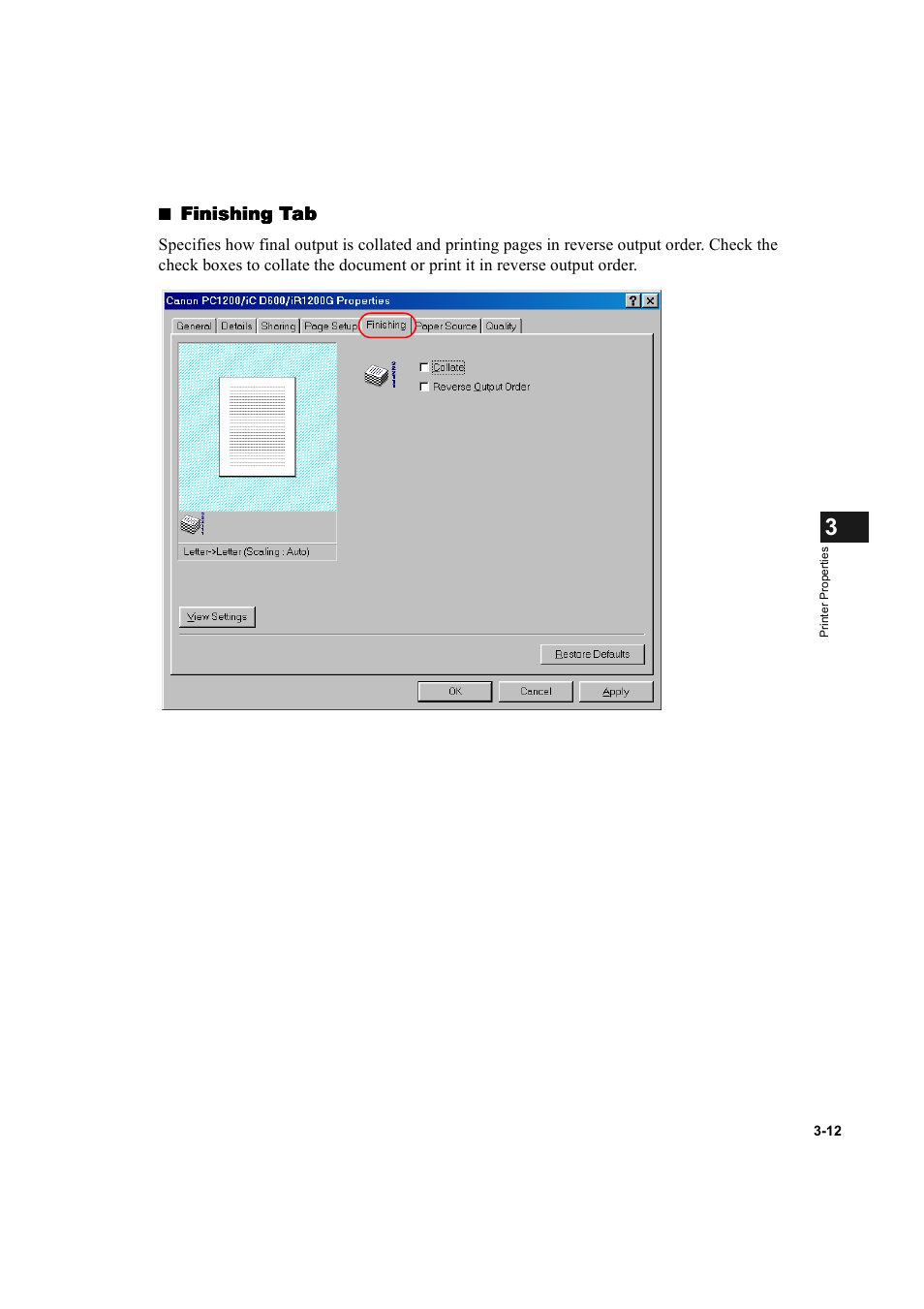 Finishing tab | Canon IMAGECLASS D600 series User Manual | Page 61 / 113