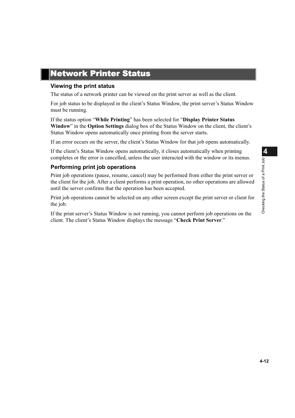 Network printer status, Network printer status -12 | Canon IMAGECLASS D600 series User Manual | Page 89 / 113