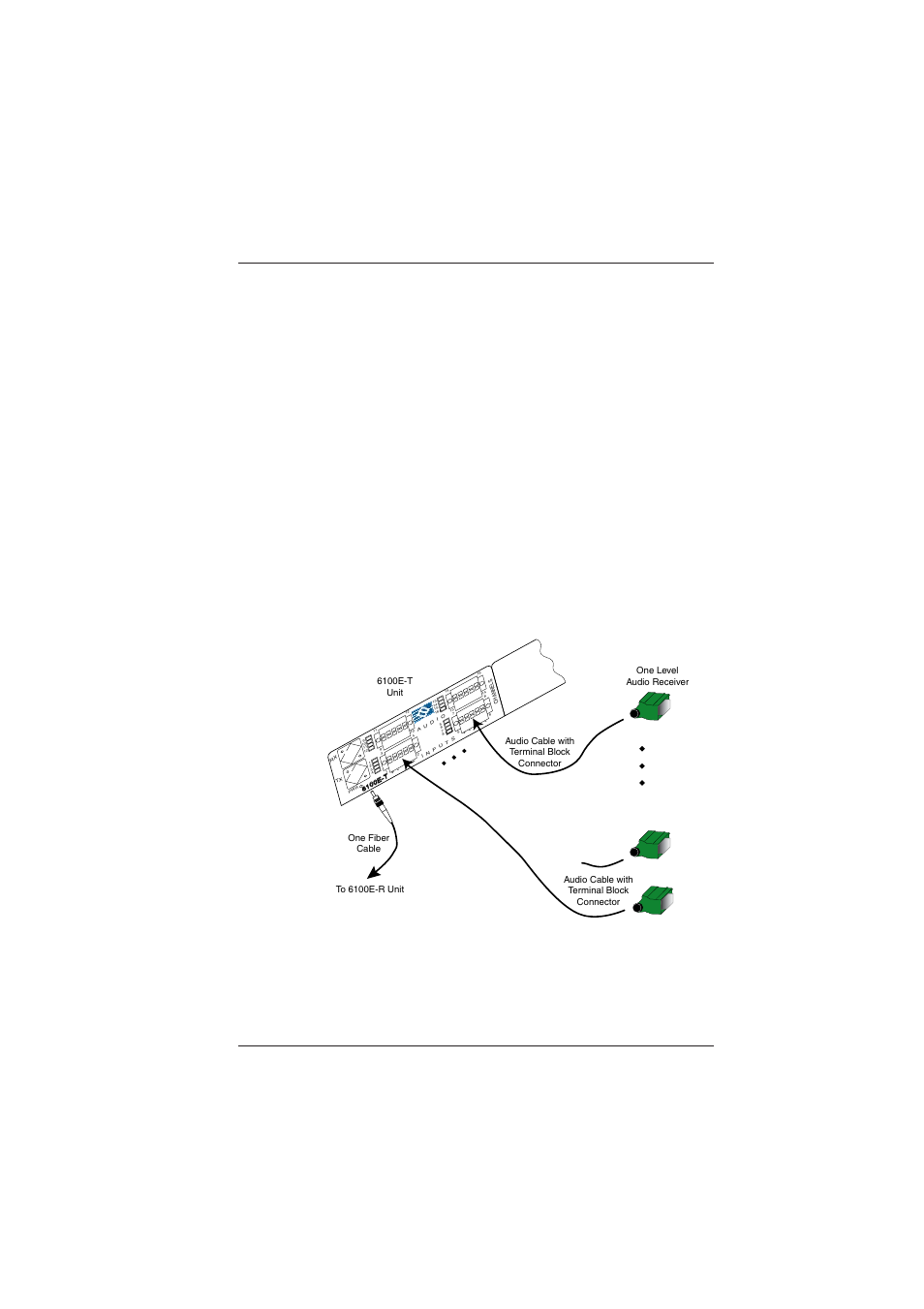 2 cabling and connectors, 1 audio cable connection, Figure 2-2 audio connection | Broadata Communications 6100E Series User Manual | Page 8 / 22