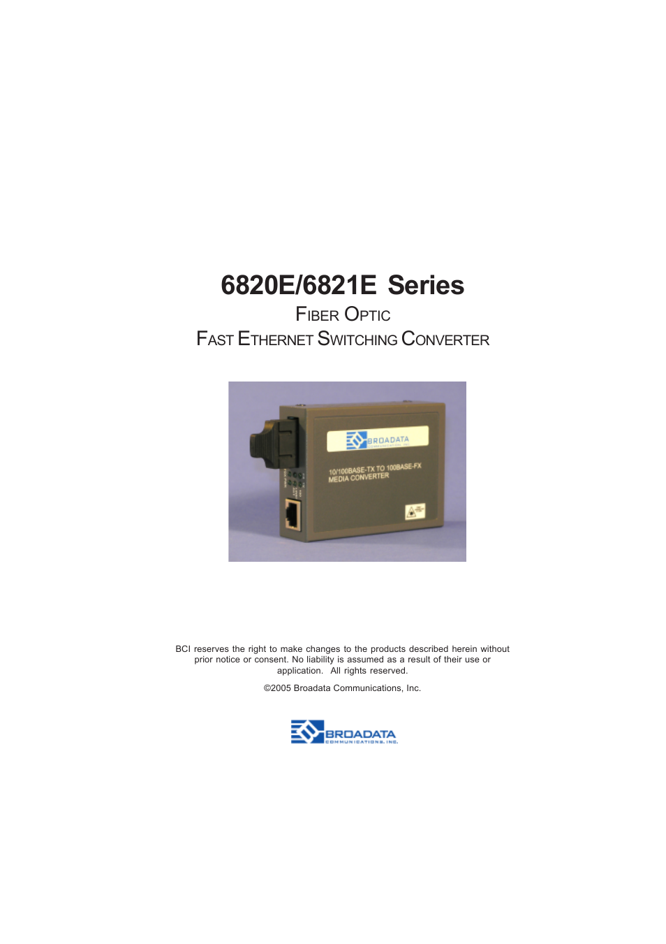 Broadata Communications 6820E Series User Manual | 14 pages