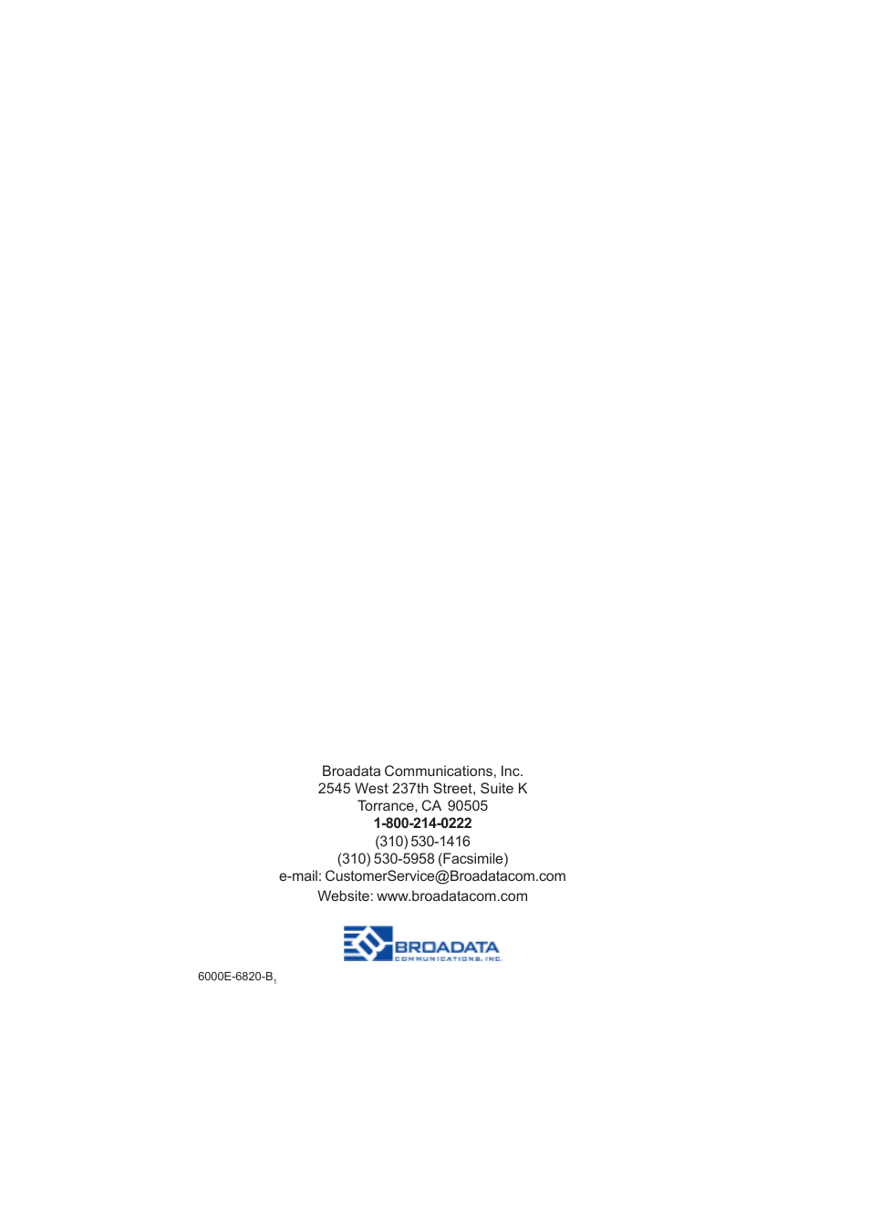 Broadata Communications 6820E Series User Manual | Page 14 / 14